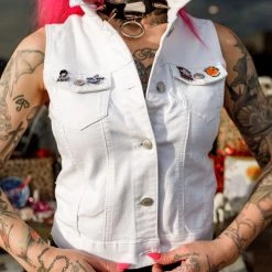 DeadRockers White Denim Vest