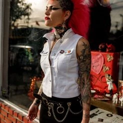 DeadRockers White Denim Vest