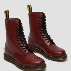 Dr. Martens 1490 Smooth Cherry Red Dr. Marten 10 Eye Boots