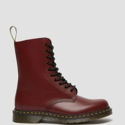 Dr. Martens 1490 Smooth Cherry Red Dr. Marten 10 Eye Boots