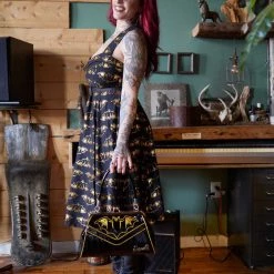 Sourpuss Nokturnal Bat Gold Kisslock Purse