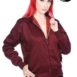 Banned Apparel Burgundy Harrington Jacket UNISEX