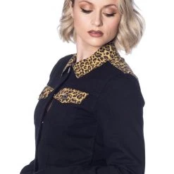 Banned Apparel Rock N Roll Feline Leopard & Black Denim Jacket