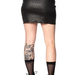 Banned Apparel Gals Jett Black Leopard Mini Zip Skirt