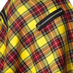 Banned Apparel Gals Highlife Pinafore Suspender Skirt Yellow Tartan