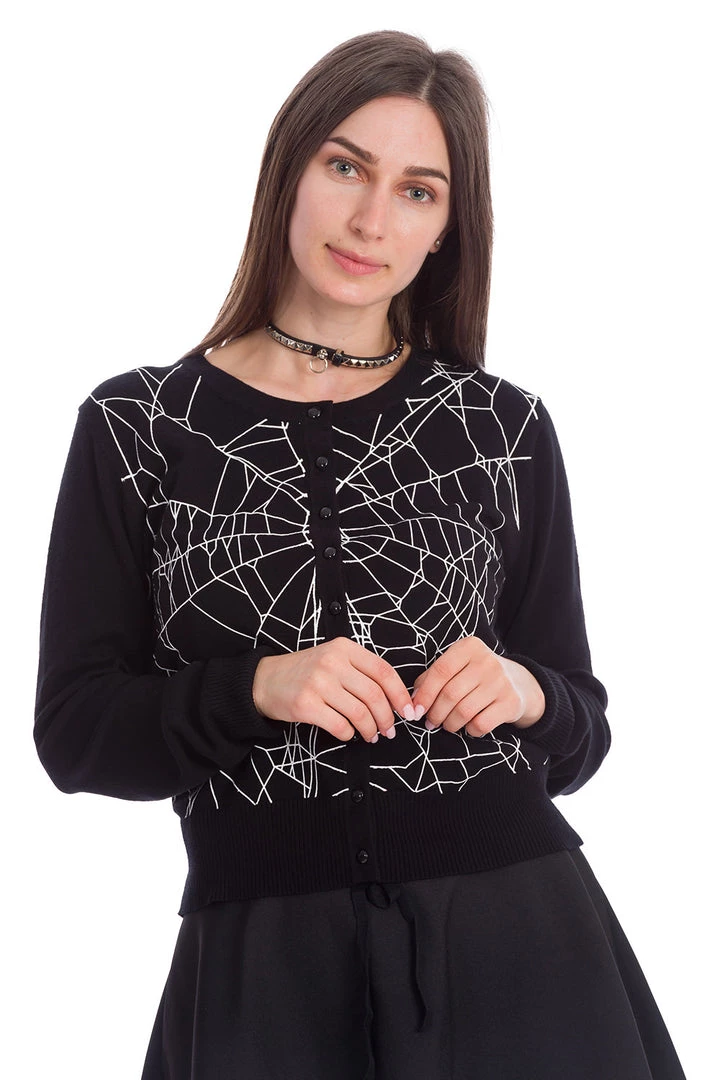 Banned Apparel Black Widow Spiderweb Cardigan Gals 4 Banned Apparel Black Widow Spiderweb Cardigan Gals