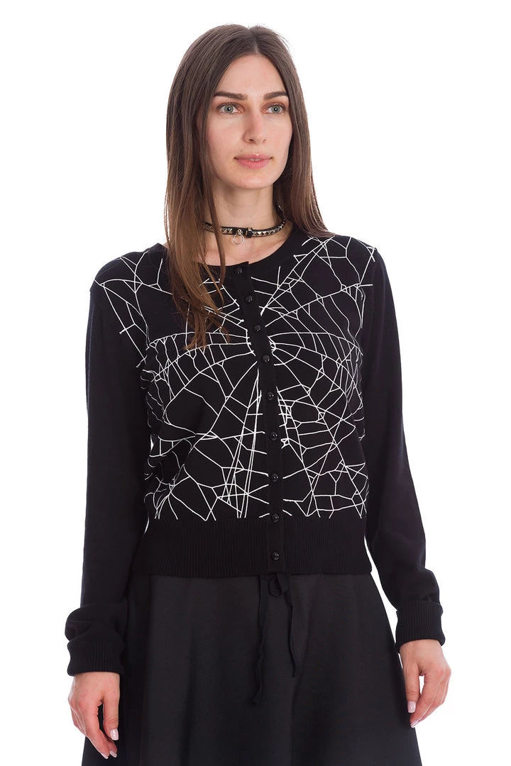 Banned Apparel Black Widow Spiderweb Cardigan Gals 5 Banned Apparel Black Widow Spiderweb Cardigan Gals