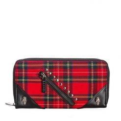Banned Apparel Studs N Plaid Zip Around Wallet Gals