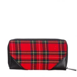 Banned Apparel Studs N Plaid Zip Around Wallet Gals
