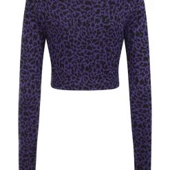 Banned Apparel Purple Leopard Long Sleeve Tie Top (Plus Size)