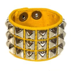 Funk Plus Accessories 3 Row Yellow Canvas Pyramid Stud Wristband