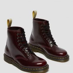 Dr. Martens 1460 Vegan Cherry Red Oxford Rub Off Dr. Marten 8 Eye Boots Guys
