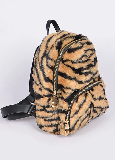 DeadRockers Gals Fuzzy Tiger Print Mini Back Pack 8 DeadRockers Gals Fuzzy Tiger Print Mini Back Pack