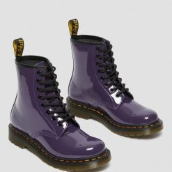 Dr. Martens Gals 1460 Shiny Black Currant Patent Lamper Boots