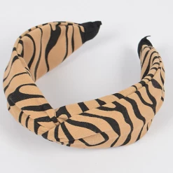 DeadRockers Tan Zebra Print Knotted Headband Accessories