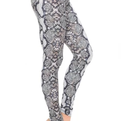 DeadRockers Brushed Light Gray Python Snakeskin Leggings