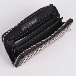 DeadRockers Zip Around Studded Clutch Wallet