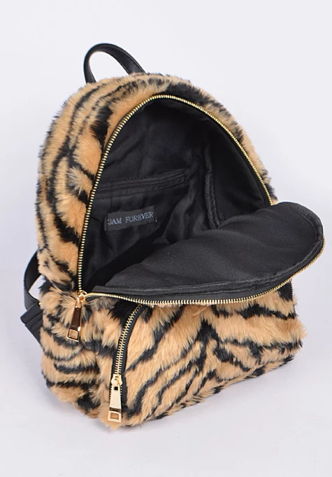 DeadRockers Gals Fuzzy Tiger Print Mini Back Pack 9 DeadRockers Gals Fuzzy Tiger Print Mini Back Pack