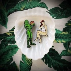 Sweet Siren Designs Mid Century Swamp Couple Enamel Pin Set