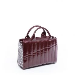 Lux De Ville Accessories Burgundy Crinkle Patent Mini Spider Web Tote