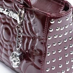 Lux De Ville Accessories Burgundy Crinkle Patent Mini Spider Web Tote