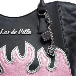 Lux De Ville Accessories Medium Stardust Tote Black With Pink Sparkle 8 Lux De Ville Accessories Medium Stardust Tote Black With Pink Sparkle