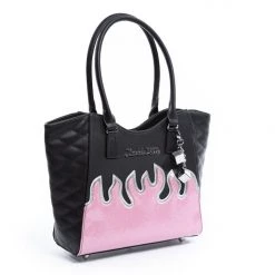 Lux De Ville Accessories Medium Stardust Tote Black With Pink Sparkle