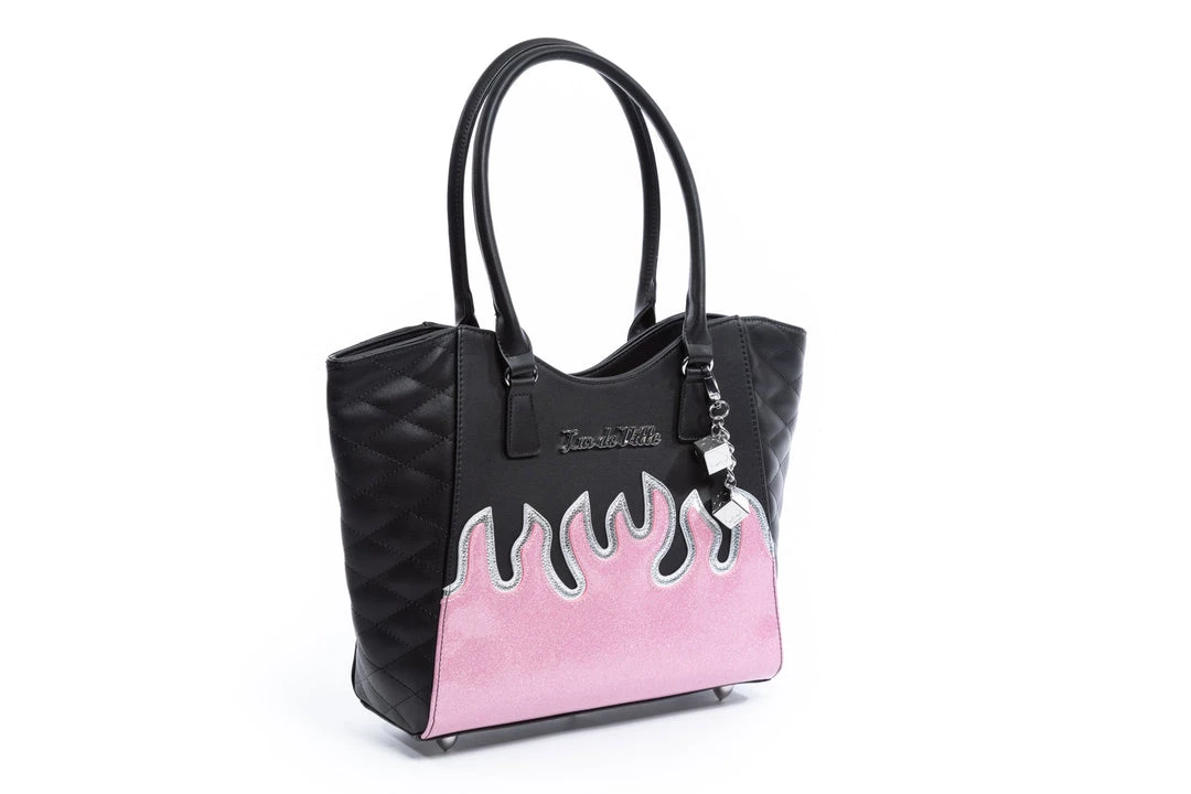 Lux De Ville Accessories Medium Stardust Tote Black With Pink Sparkle 3 Lux De Ville Accessories Medium Stardust Tote Black With Pink Sparkle