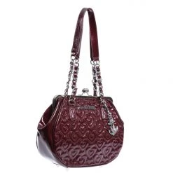 Lux De Ville Burgundy Crinkle Patent Ahoy Medium Kiss Lock Accessories