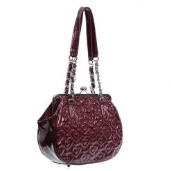 Lux De Ville Burgundy Crinkle Patent Ahoy Medium Kiss Lock Accessories