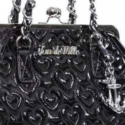 Lux De Ville Accessories Black Crinkle Patent Ahoy Medium Kiss Lock