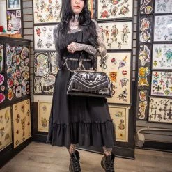 Sourpuss Nokturnal Bat Silver Kisslock Purse