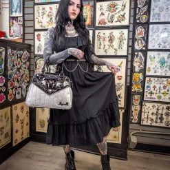 Sourpuss Accessories Nokturnal Bat Silver Bowler