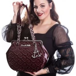 Lux De Ville Burgundy Crinkle Patent Ahoy Medium Kiss Lock Accessories