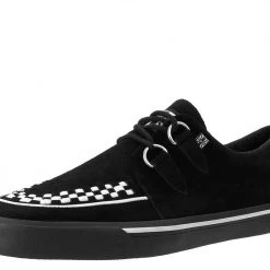 T.U.K. Guys Black Suede White Interlace VLK Creeper Sneaker