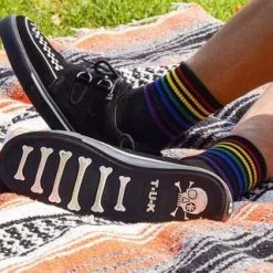 T.U.K. Guys Black Suede White Interlace VLK Creeper Sneaker