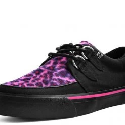 T.U.K. Black & Pink Leopard D-Ring VLK Sneaker