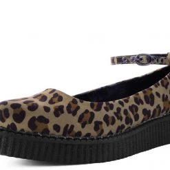 T.U.K. Leopard Pointed Ballet Ankle Strap Creeper