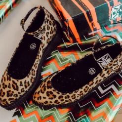 T.U.K. Leopard Pointed Ballet Ankle Strap Creeper