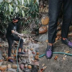 T.U.K. Creepers Black & Purple Leopard D-Ring VLK Sneaker