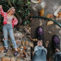 T.U.K. Creepers Black & Purple Leopard D-Ring VLK Sneaker