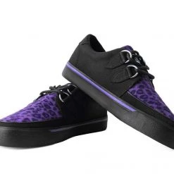 T.U.K. Creepers Black & Purple Leopard D-Ring VLK Sneaker