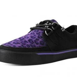 T.U.K. Creepers Black & Purple Leopard D-Ring VLK Sneaker