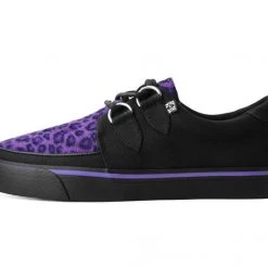 T.U.K. Creepers Black & Purple Leopard D-Ring VLK Sneaker