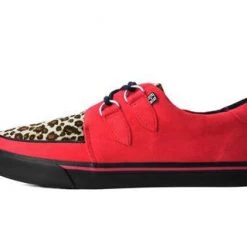 T.U.K. Red Faux Suede Leopard VLK Sneaker Creeper Sneaker Guys