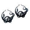 Too Fast Sliver Black Snake Hoop Earrings