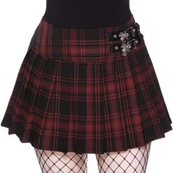 KillStar Red Plaid Bat Girl Mini Skirt Gals