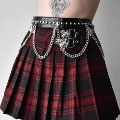 KillStar Red Plaid Bat Girl Mini Skirt Gals