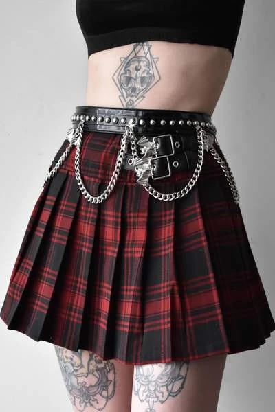 KillStar Red Plaid Bat Girl Mini Skirt Gals 3 KillStar Red Plaid Bat Girl Mini Skirt Gals