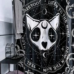 KillStar Cat Skull Shower Curtain
